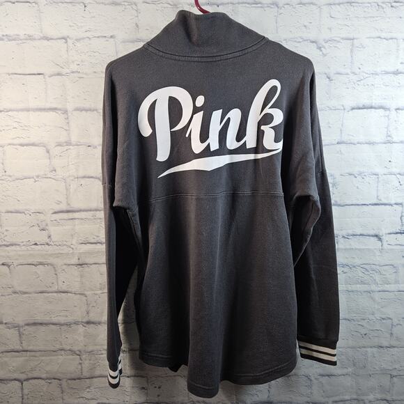 Victoria's Secret Pink Womens Gray Collared Long Sleeve Pullover Sweatshirt M - Picture 3 of 4